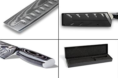 Ніж кухонний Wolfblood PRO Nakiri Damast XL 31 см, сталь Дамаск 67 шарів, 62 HRC, дерев'яна ручка, подарункова коробка