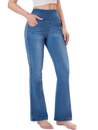 Джинси жіночі Chase Hot Bootcut, висока талія, еластичні джеггінси з кишенями, середній блакитний колір, розмір XL, внутрішній шов 29