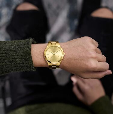 Годинник чоловічий BUREI Minimalist Quartz з нержавіючої сталі 44 мм (золотий)