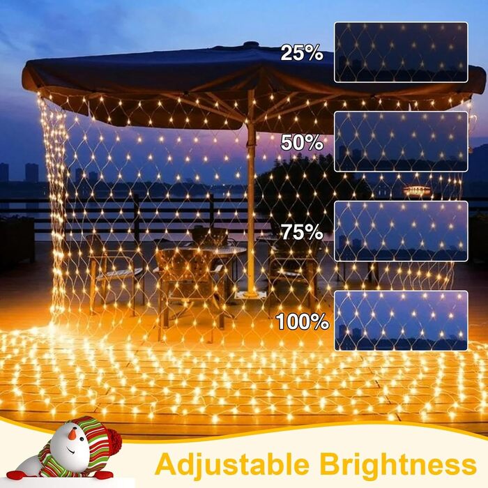 Ланцюжок прикрас LED 144 світлодіодів, мережа, тепле біле світло, для зовнішнього та внутрішнього використання, з пультом, таймером, 8 режимів, для кущів, саду, ялинки, кімнати, балкону