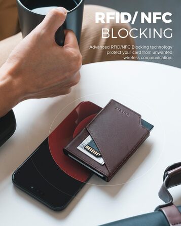 RFID-захисна картхолдер VULKIT з відділенням для грошей, шкіряне еспресо