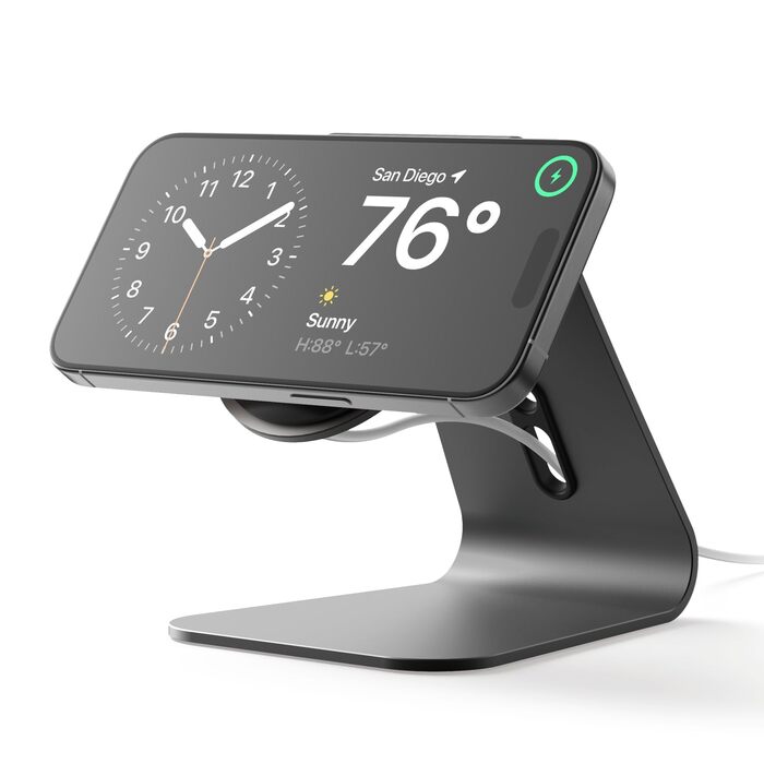 Підставка для зарядки MagSafe Elago MS4, Алюмінієва, сумісна з iPhone 17/16/15/14/13/12, Standby Mode (iOS 17), чорний [Зарядний пристрій не входить до комплекту]