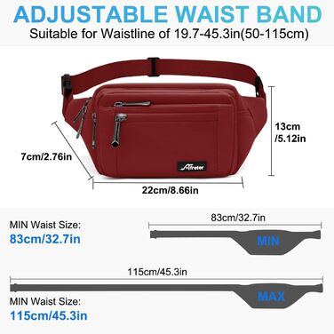 Чоловіча/Жіноча поясна сумка на пояс, водонепроникна, з тримачем для пляшки, для туризму, прогулянок з собакою, активного відпочинку (A-темно-червоний)