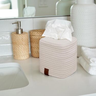 Скринниця для серветок Rarapop: стильна дерев'яна скринька-куб для ванної кімнати та офісу (кремовий колір)