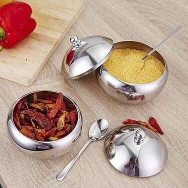 Контейнер для цукру та спецій з нержавіючої сталі SUS304 з кришкою та ложкою