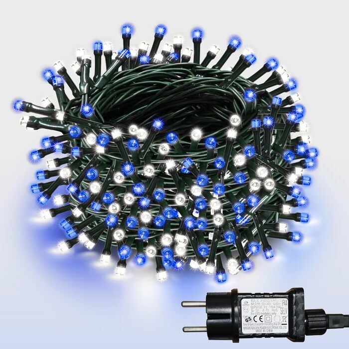 LED гірлянда WISD 13м, 200 LED, рожево-біла. Диммування, 12 режимів, таймер, EU штекер. Декор для ялинки, балкона, кімнати, саду.