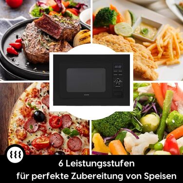 Мікрохвильова піч Wolkenstein WMW800-20GB: 800W, 20л, 6 рівнів потужності, 9 програм, розморожування, LED-дисплей, захист від дітей, чорний