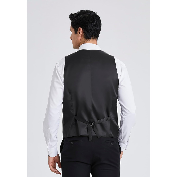 Чоловіча жилетка Enlision з дворядним застібкою та V-подібним вирізом, Slim Fit, для костюма, повсякденного, формального та ділового стилю, чорного кольору