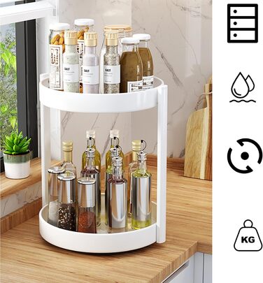 Організатор для спецій Drehteller, поворотна полиця 2 яруси, метал. Підходить для кухні, косметики, ванної кімнати