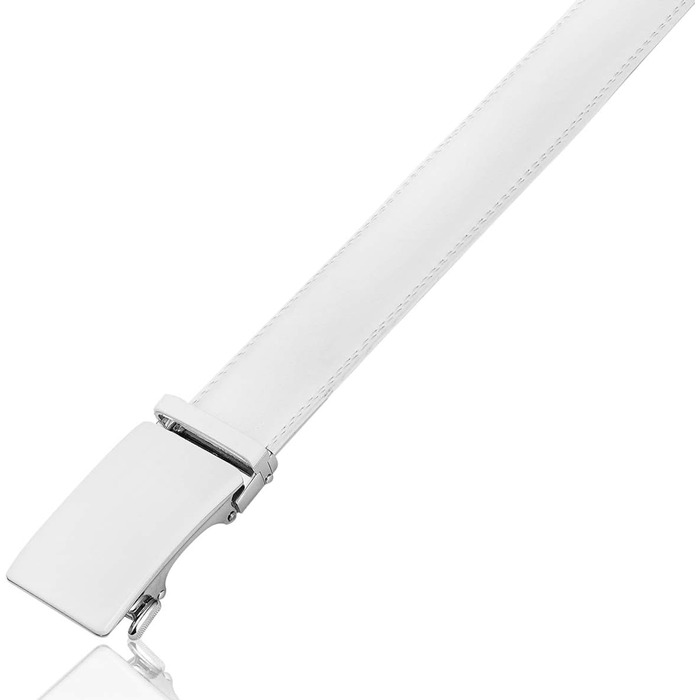 Чоловічий шкіряний ремінь на пряжці-защіпці, 35 мм, білий, 130 см (від 28' до 44' розміру талії)