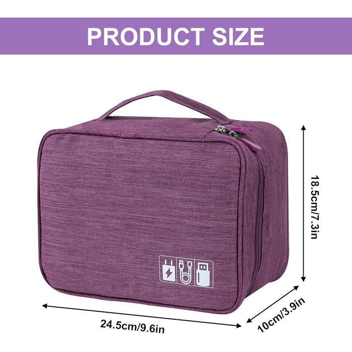 Водонепроникна сумка-органайзер для кабелів та аксесуарів електроніки (фіолетовий)