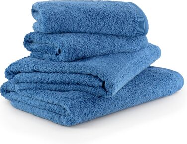 möve Superwuschel Towel Set, 2 Bath Towels 80 x 150 cm & 2 Hand Towels 50 x 100 cm, Made in Germany, 100% Cotton, Cornflower
