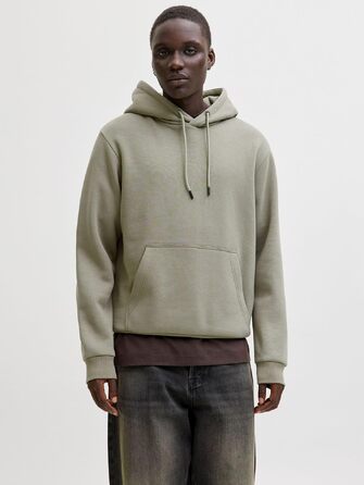 Чоловічий худі з каптуром JACK & JONES Mae однотонний, світло-сірий меланж (розмір XS, колір Vetiver)