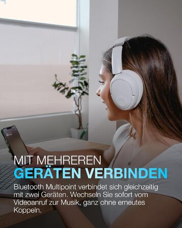 Бездротові накладні навушники JLab JBuds LUX ANC з активним шумопоглинанням, Bluetooth, колір: білий (Wolkenweiß)