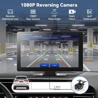 9-дюймовий CarPlay дисплей з сенсорним екраном, бездротовий Android Auto, GPS, Bluetooth, AUX/FM для авто