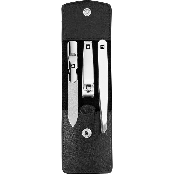 Zwilling Classic Inox: Набір з 3 предметів, чорний шкіряний етикет, кусачки для нігтів