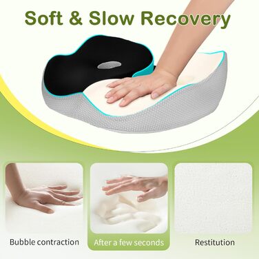 Ортопедична подушка для сидіння з Memory Foam для спини, куприка та при болях в попереку. Антиковзка, знімний чохол.