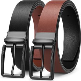 Чоловічий шкіряний ремінь BESTKEE 35 мм, обертається – для джинсів, штанів, гольф-одягу, чорний/коричневий, довжина 47' (для талії 40'-45')