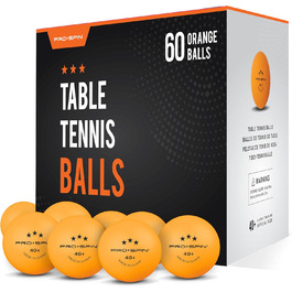 PRO SPIN Table Tennis Balls - 3 Star 40+ | High-Quality ABS Training Balls | Durable for Indoor & Outdoor Use | Competition & Game - 60 Pack