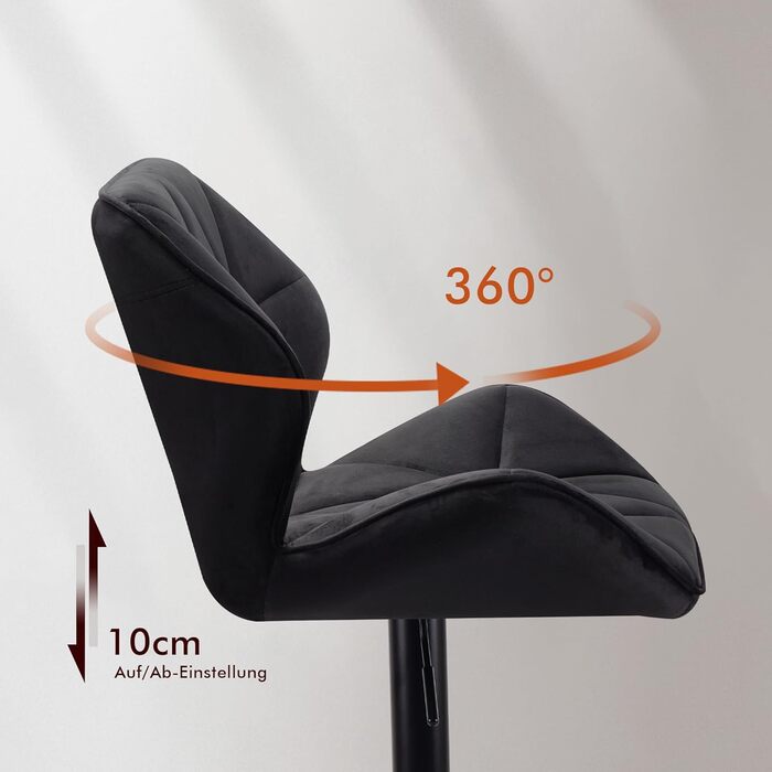 WangPangzi Adjustable Bar Stools 2-Pack with Backrest - Padded Leatherette & Steel Kitchen Bar Chairs with Footrest - for Counter Height, Kitchen, Hotel, Bar Use (Black)