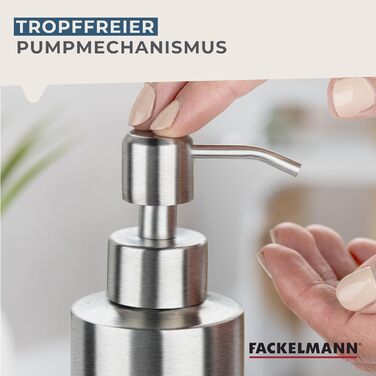 Fackelmann Soap Dispenser & Toothbrush Holder Tecno, dispenser for liquid soap made of high-quality stainless steel, holder for 4 toothbrushes, high-quality toothbrush holder (color: matte silver), quantity: 1 x 2-piece set