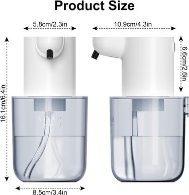 Автоматичний дозатор мила Cuteefun, 400 мл, сенсорний, індикатор заряду, 4 рівня дозування, для ванної/кухні, чорний