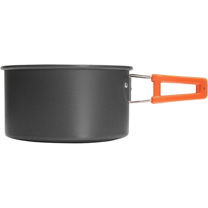 Набір кухонного посуду Grafner Premium Camping 11-ти частинний: стабільний алюміній з антипригарним покриттям, компактний, з розкладними ручками. Ідеально для кемпінгу, пікніків та подорожей на авто. Включає котел, сковорідку, чайник та інше.