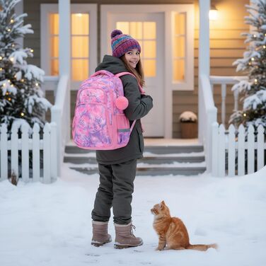 Дитячий рюкзак Cusangel для дівчаток та хлопчиків, ергономічний, регульований, водонепроникний, з нагрудним ременем - рожевий з серцем