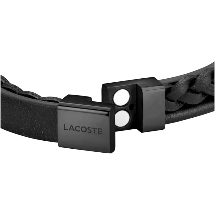 Браслет Lacoste Fusion для чоловіків: шкіряний ремінець (чорний/зелений) з гравіюванням, нержавіюча сталь