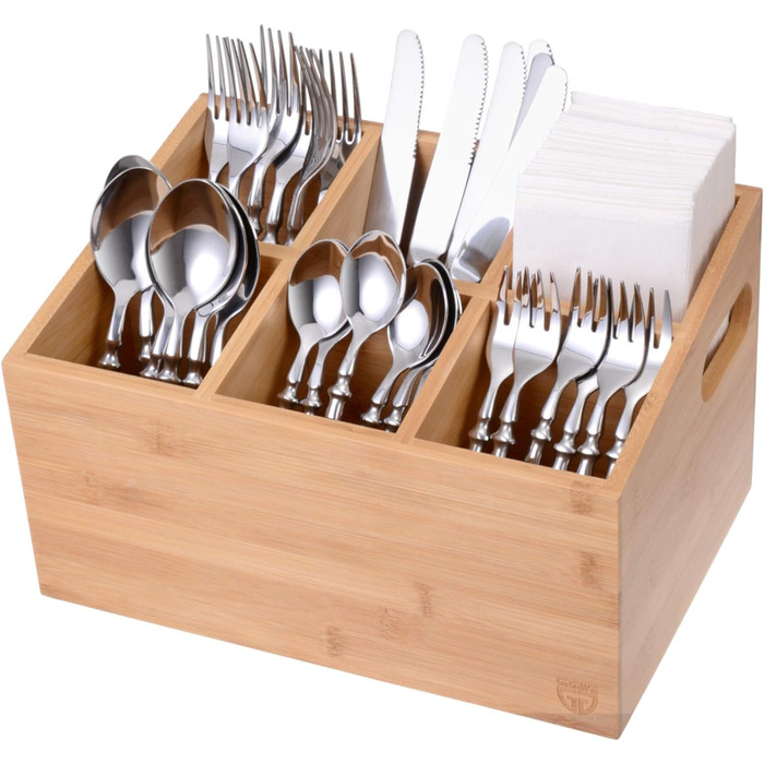 GRÄWE Bamboo Cutlery Holder with 6 Compartments