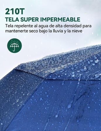 TECKNET Автоматичний парасолька, стійкий до вітру, легкий у використанні, синій