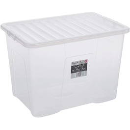 Прозорі пластикові коробки для зберігання Wham Crystal з кришкою, 80 л, набір 5 шт., прямокутні, 60x40x42 см, виготовлені у Великобританії