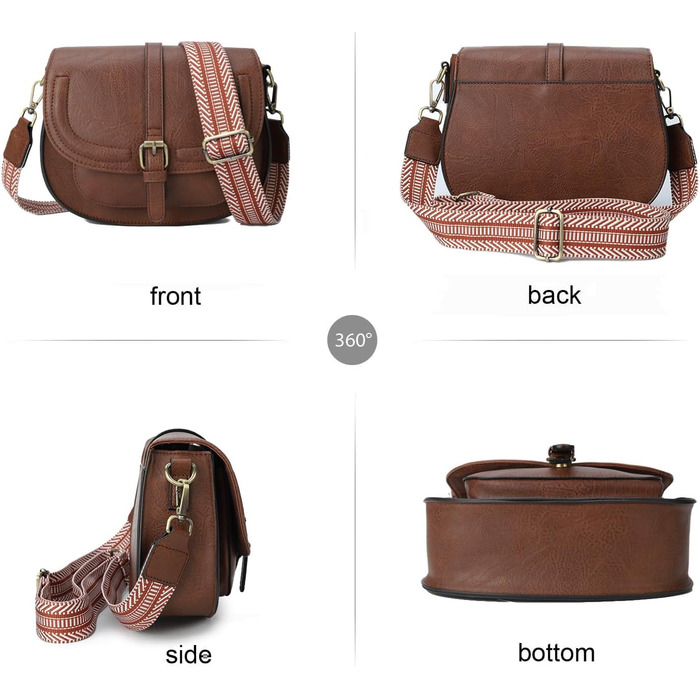 Сумка жіноча AFKOMST через плече з PU шкіри, коричнева хвиля. Регульований знімний ремінець.