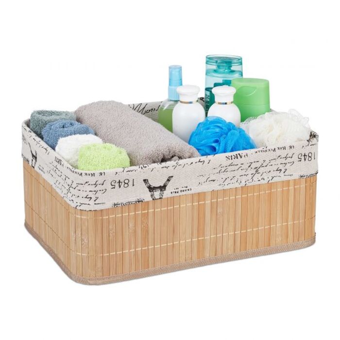 Relaxdays Bamboo Storage Basket with Print