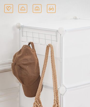 HOOBRO 8-Tier Shoe Rack, Shoe Cabinet, for 32 Pairs of Shoes, 40 x 30 x 30 cm per compartment, narrow, with doors, plastic, for living room, bedroom, hallway, entrance, White EWT28SC01G1 (12 compartments, 120 x 30 x 120 cm), White)