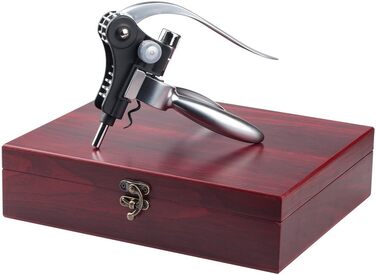 Cooko Korkenzieher, Manual Wine Opener Kit with Aerator and Pourer, Zinc Alloy Handle Corkscrew, Deluxe Wine Opener Accessories with 8 Pieces, Elegant Design Set with Dark Cherry Wood Box