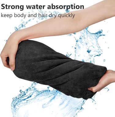 Surf Poncho Hooded Changing Towels Quick Dry Beach Change Robe for Adults Men Women Waterproof and Sandproof Bathrobe for Surfing Swimming Bathing Oversized Black