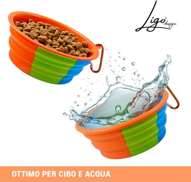 Набір мисок для собак Ligo EBBY (2 шт.) - дорожні, складні, 650 мл, темно-сірий