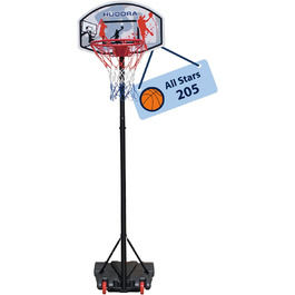 HUDORA All Stars 205 - Регульований баскетбольний кошик зі стійкою для дітей та підлітків. Мобільний кошик для вулиці з роликами та підставою, 205 см