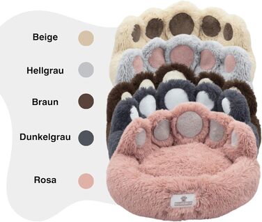 pfoten&nasen® Bear Paw Dog Bed [Pink, M - 75cm] For Medium-Sized Dogs, Washable Dog Bed, Donut Dog Bed, Round Dog Bed, Fluffy Dog Bed, Dog Bed, Donut Dog Bed.