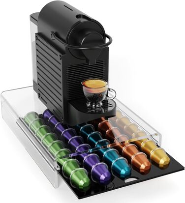 Підставка для капсул Nespresso HOMEXIN прозора на 40 капсул, висувна шухляда, стійкий органайзер для кавомашини