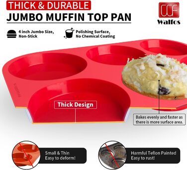 Premium Silicone Yorkshire Pudding Tray, Non-Stick Muffin Top Baking Mold, Muffin Tops and More, Food Grade and BPA-Free (1 Silicone Muffin Top Pan)