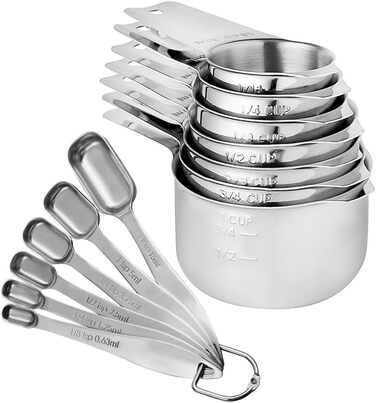 Measuring Cup Set, 13-Piece Set, Measuring Cups, Kitchen Measuring Cups, Stainless Steel Handle, for Cooking, Professional Utensil