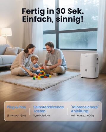 Електричний осушувач повітря Newentor 25L - для підвалу, дому, 215 м³/80 м², з таймером, фільтром, 10 років гарантії