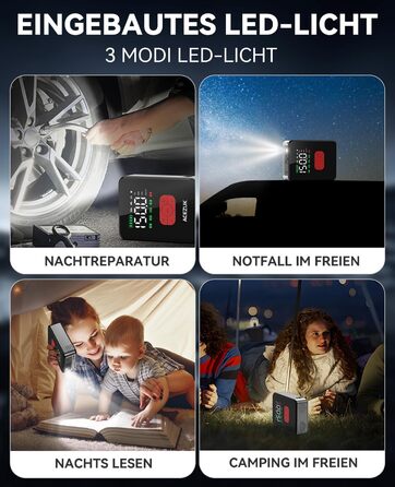 Powerbank Starthilfe 7000A з компресором 150PSI для автомобілів, LED-ліхтарик, 12V