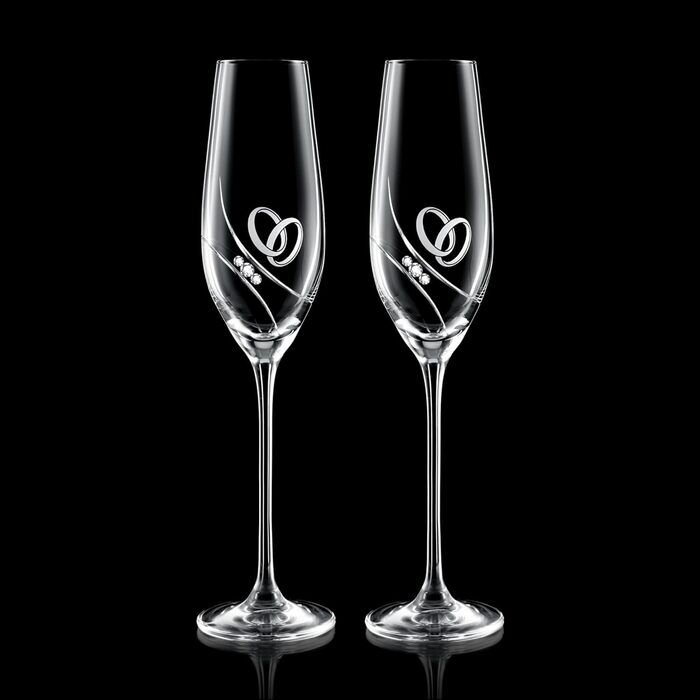 Шампанські келихи Brillant Gala з кристалами Swarovski, гравіювання, мінімалістичний дизайн, набір 2 шт. Ідеальні для весілля та особливих подій
