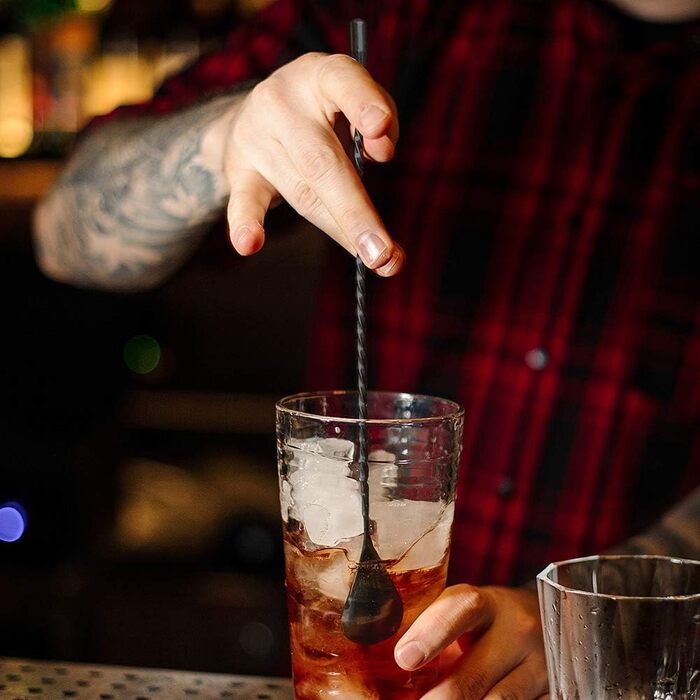 Якісний барний мішальний ложка YFWOOD з нержавіючої сталі з довгим руків'ям, для барменів, чорний