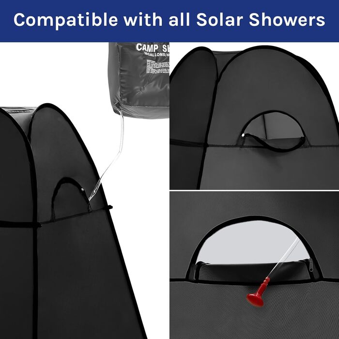 Portable Pop-Up Shower Toilet Privacy Tent - Outdoor Camping Toilet & Shower Cabin with Screen & Space for Hiking, Beach, and Travel (Black, L)