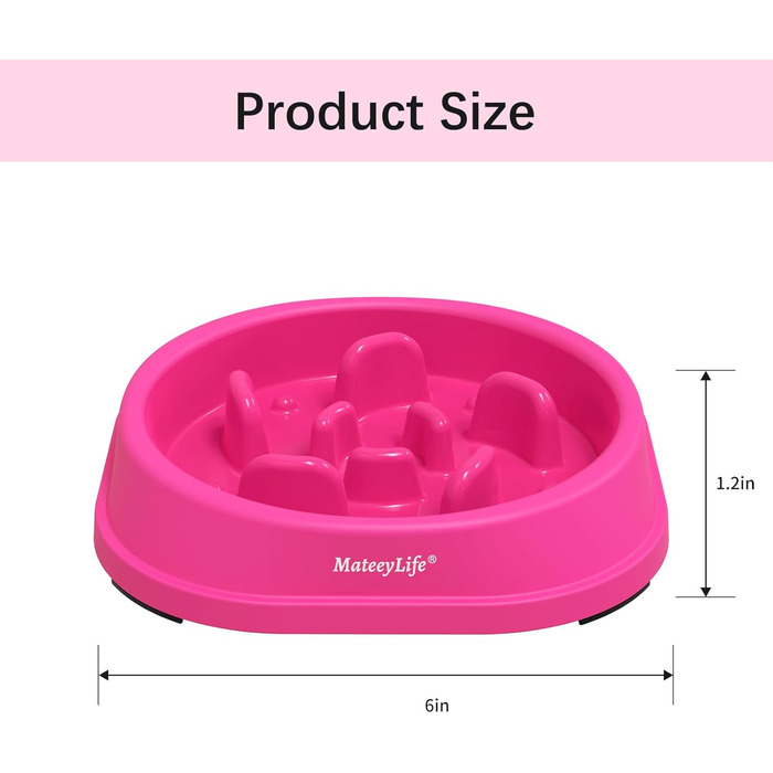 Набір мисок для собак MateeyLife (2 шт) – повільний годівник, антиковзаючі миски для собак середніх та великих порід (рожевий, маленький)