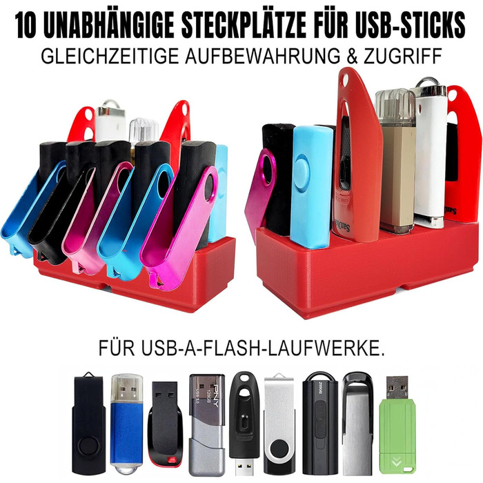 Органайзер для USB-накопичувачів TATMOHIK: сумка-чохол для 10 USB-флешок, аксесуари для зберігання, червоний